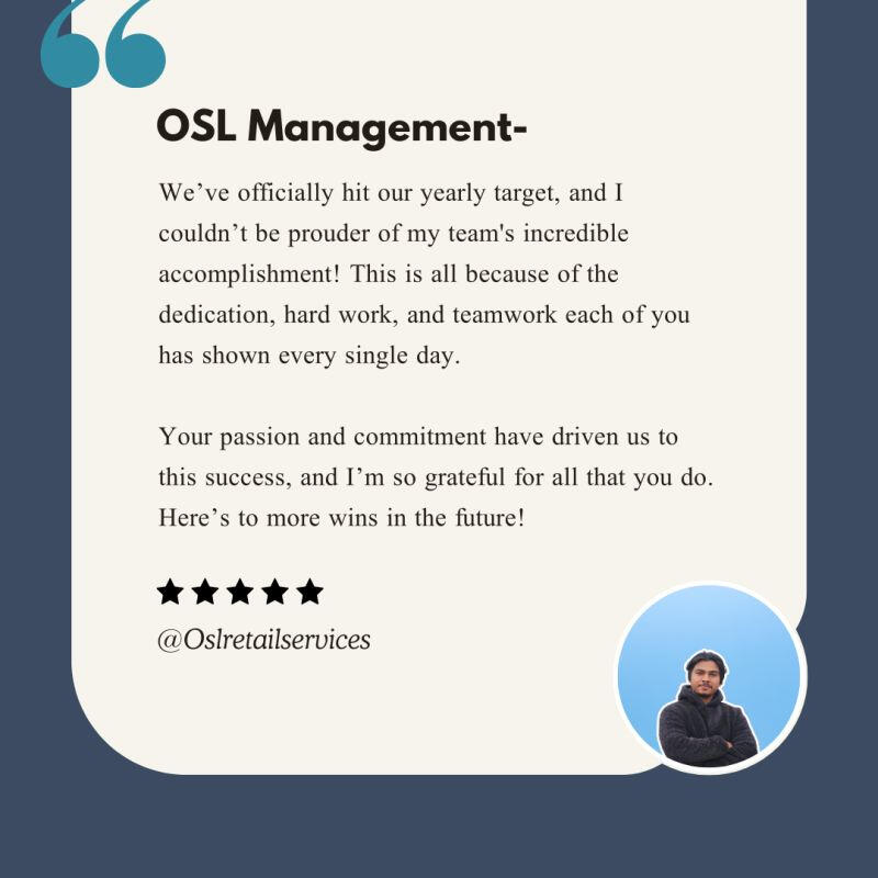 We reached our yearly target, December target, and we've been consistently in the top 5 stores in Atlantic during Black Friday till Boxing Day!